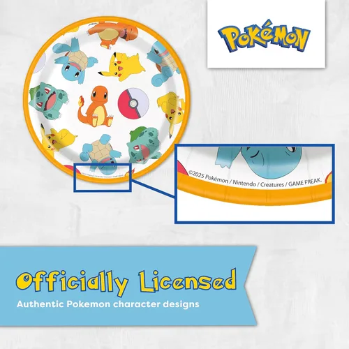 Vista 6 de Decoraciones de cumpleaños de Pokémon con pancarta y mantel