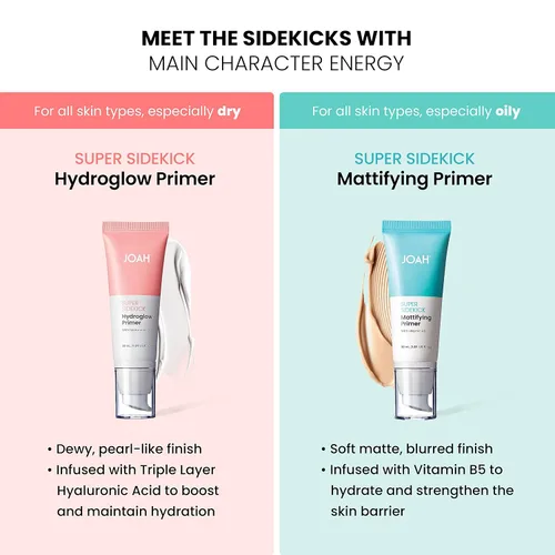 Vista 7 de JOAH Super Sidekick Hydroglow - Base de maquillaje con ácido hialurónico para un acabado brillante y húmedo, hidratante de larga duración e