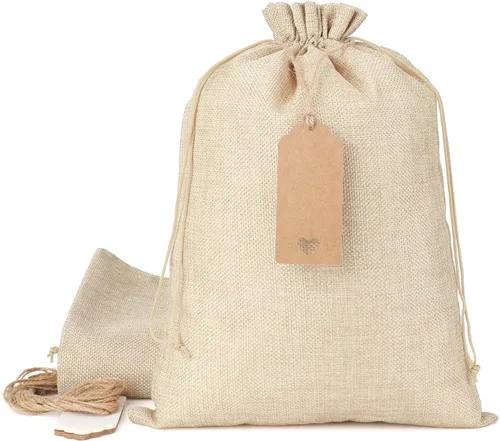 Vista 8 de Bolsas de arpillera con cordón de 8"x12", reutilizables, para bodas, fiestas, uso doméstico For Summer Vacation, Birthday, Wedding, Baby Shower