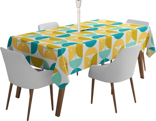 Vista 52 de Mantel cuadrado para interiores y exteriores de 58 x 58 pulgadas, mantel cuadrado impermeable para mesa de patio, manteles de primavera/verano