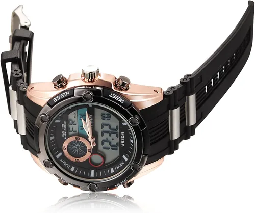 Vista 4 de Readeel Reloj militar de los deportes del silicón del reloj de los deportes de los hombres de la luz del negro de la venda LED, Rosado