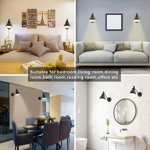 Vista 7 de GOODATE Apliques de pared enchufables, iluminación de pared con interruptor de encendido y apagado regulable, lámpara de pared con brazo oscilante