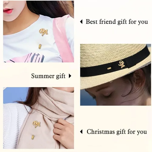 Vista 5 de Broche de nombre personalizado para mujer, alfileres de traje para hombres con letras de monograma, broche personalizado de solapa para hombres