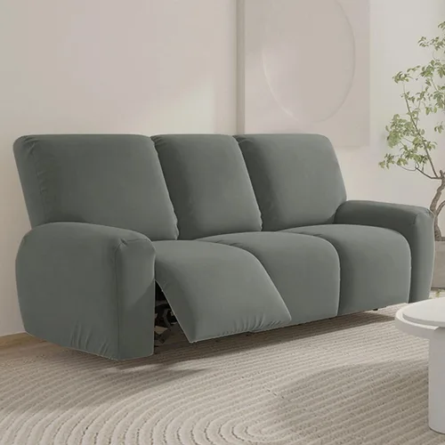 Vista 24 de vctops Fundas para sofá reclinable de 3 cuerpos, elásticas, de punto, suaves, lisas, antideslizantes, para sofá, protector de muebles con parte Café