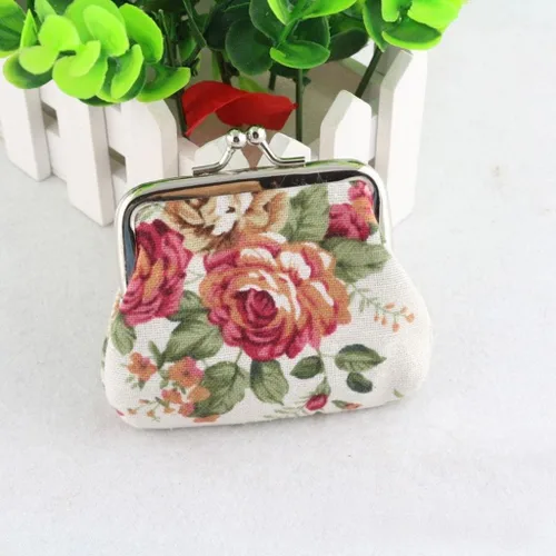 Vista 2 de Billetera, Retro Mujer Flor Pequeña Monedero Monedero Embrague Bolso (Blanco), Retro