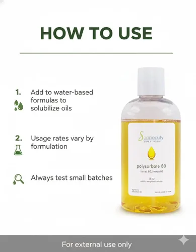 Vista 4 de Soapeauty Polysorbate 80 (Tween 80, T-Maz 80) Solubilizador y emulsionante de grado cosmético 100% puro Para cuidado de la piel, baño y cuerpo