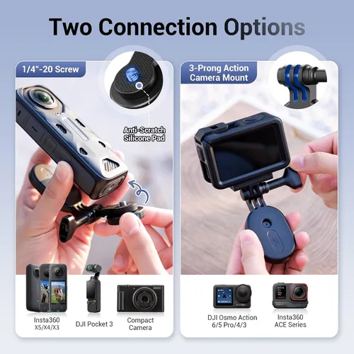 Vista 2 de JJC Soporte de montaje magnético con tornillo de 1/4"-20 para DJI Osmo360 Action 5 Pro 4 3 para Insta360 X5 X4 X3 Ace, Pocket 3 OSMO360, base