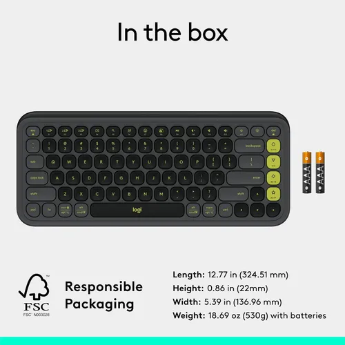 Vista 10 de Logitech POP ICON Keys Teclado Bluetooth inalámbrico, escritura cómoda, teclas programables, fácil de cambiar entre hasta 3 dispositivos