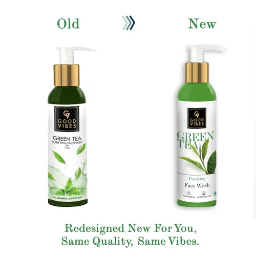 Vista 7 de Good Vibes Green Tea Face Wash Anti acné Limpieza profunda Antioxidantes Rico Limpiador Facial para todo tipo de piel Natural, sin parabenos ni