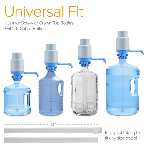 Vista 3 de Brio Bomba de agua potable manual universal y soporte para botella de agua de acero inoxidable con 2 válvulas dispensadoras