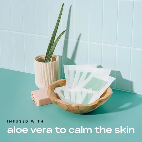 Vista 4 de KoluaWax Tiras de cera vegana para depilación – Fácil de usar, no irritante, kit de depilación sin desorden – 40 tiras corporales, 24 tiras