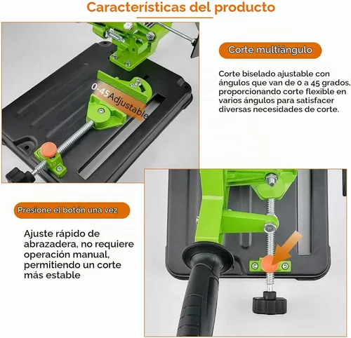 Vista 8 de Abrazadera de soporte de amoladora ajustable de 45 ° para amoladora angular de 3.937-4.921 in