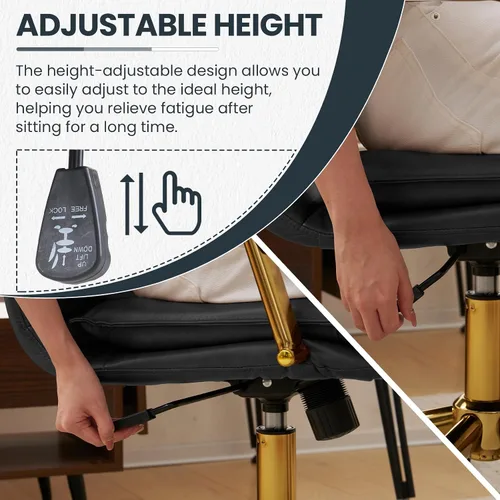 Vista 7 de MOJAY Silla de escritorio ergonómica de cuero con respaldo medio, moderna silla tapizada para computadora, silla de oficina ejecutiva con brazos
