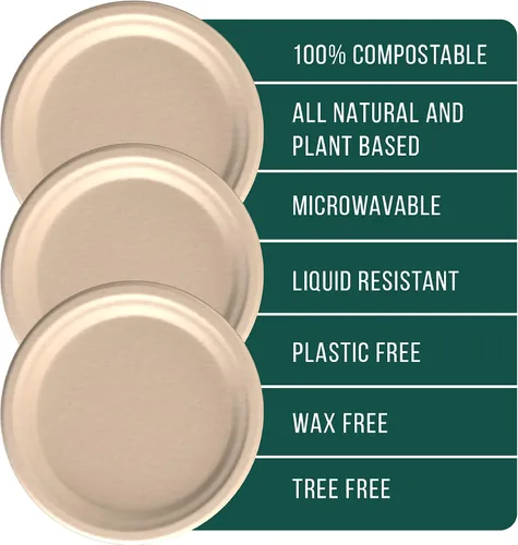 Vista 6 de EconoHome Paquete de 50 platos desechables con 5 compartimentos, bandeja compostable de caña de azúcar y bagazo ecológica, apta para microondas