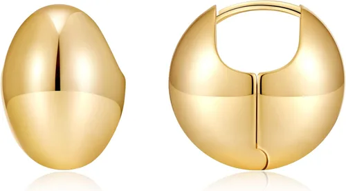 Vista 12 de Aretes de aro pequeños y gruesos para mujer, aretes hipoalergénicos simples Negro