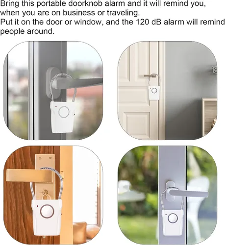 Vista 7 de JIAN BOLAND - Alarma de seguridad activada por vibración con alarma audible de 120 DB, eficaz hasta 500 pies, ideal para viajes, hoteles