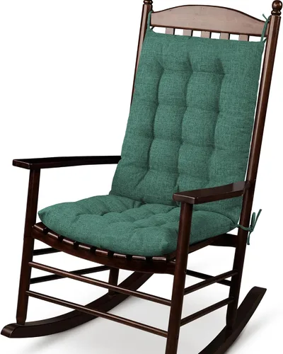 Vista 10 de ELFJOY Cojines para silla mecedora, respaldo alto y cojín de asiento, color Lino Azul