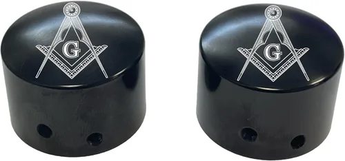 Vista 3 de Tapas de tuerca de eje delantero Masonic color negro compatible con Harley Davidson Touring Road King Road Glide Street Glide Ultra Dyna