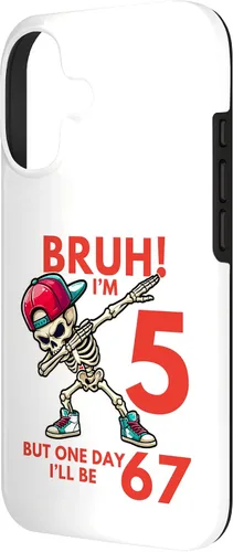 Vista 2 de Bruh I'm 5 But One-Day I'll Be 67 Retro 5th Birthday Kids Case for iPhone 17