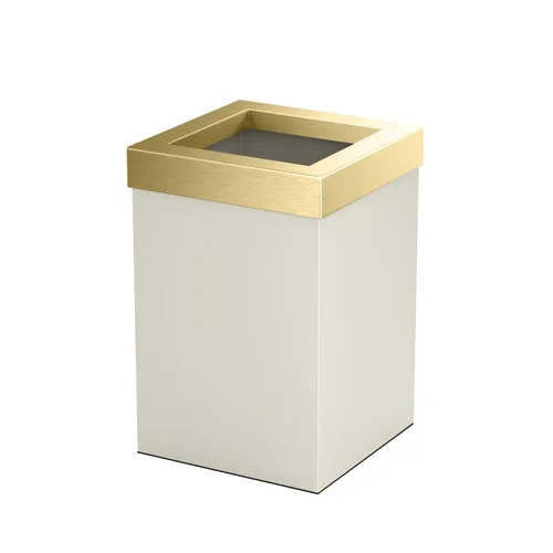 Vista 22 de Gatco Papelera Moderna Cuadrada, Combo Negro Mate y Latón Cepillado - Papelera de Acero Inoxidable con Tapa Extraíble, Resistente a Fugas, Capacidad