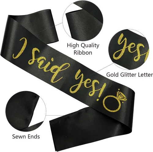 Vista 2 de Banda con texto en inglés "I Said Yes para mujer, propuesta de compromiso, banda de despedida de soltera para despedida de soltera, regalos de boda