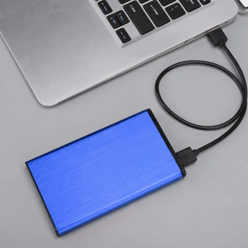 Vista 5 de Funda móvil USB2.0 de 2.5 pulgadas, caja externa de disco duro, aleación de aluminio cepillada para SSD de 2 TB, enchufar y usar, con indicador LED