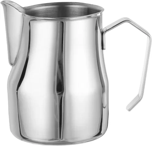 Vista 7 de uxcell Jarra de espuma de leche, taza de café de acero inoxidable de 12 oz/11.8 fl oz, jarra de espuma de leche con asa para el hogar, cafetería