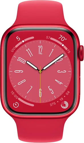 Vista 2 de Apple Watch Series 8 [GPS + Cellular 45mm] Reloj inteligente con caja de aluminio ROJA (PRODUCTO)RED con correa deportiva ROJA (PRODUCTO)RED-S/M.