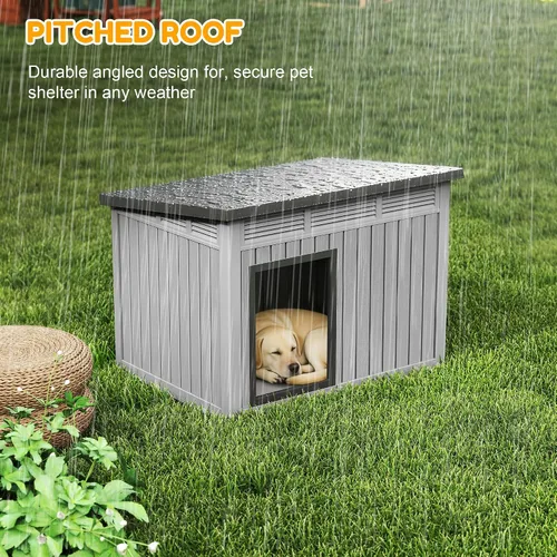 Vista 6 de Fancyango Casa grande para perros para interiores y exteriores, resistente a la intemperie y techo extraíble, se adapta a perros pequeños a grandes