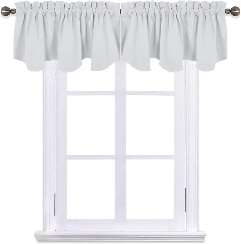 Vista 50 de NICETOWN - Cortinas con valances azul piedra para ventana de sala de estar, dormitorio, baño, 2 paneles estilo granja rústico para comedor, cortinas