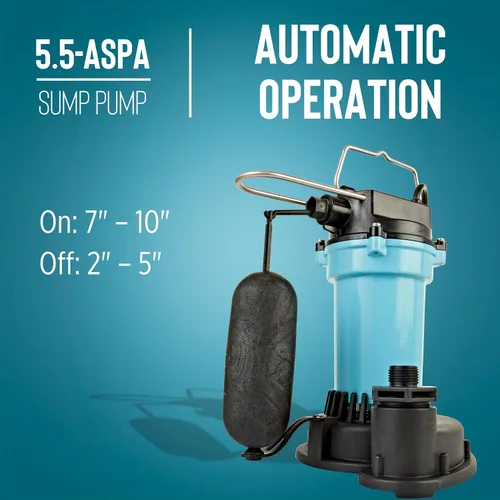 Vista 7 de Little Giant 505702 Bomba de sumidero automática de aluminio de 115 voltios, 2100 GPH, 1/4 HP con interruptor de flotador de acción rápida y cable