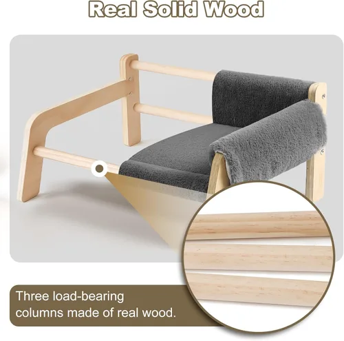 Vista 3 de FAMIDGE Sofá cama elevada para gatos de interior – Sofá de madera para mascotas con funda gruesa extraíble lavable para gatitos elevados adecuado