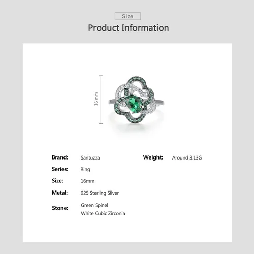 Vista 4 de Santuzza Anillo de plata de ley con piedras preciosas para mujer