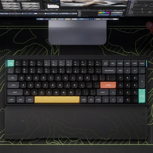 Vista 3 de nuphy Teclado mecánico inalámbrico Air96 V2, teclado retroiluminado RGB de 100 teclas, compatible con Bluetooth 5.1, 2.4G y conexión con cable