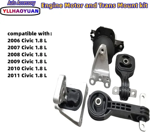 Vista 2 de Soporte de motor y transversal de 4 piezas compatible con Civic 1.8L de 2006, 2007, 2008, 2009, 2010, 2011 de repuesto para A4546 A4530 A4534 A4543
