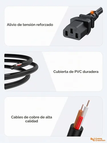 Vista 7 de CableCreation Paquete de 2 cables de alimentación universales NEMA 5-15P a