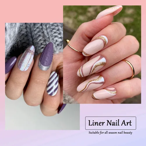 Vista 2 de Vnicesli Esmalte de gel blanco para arte de uñas, pintura de gel para uñas en espiral, pincel fino para arte de uñas en bolígrafos de gel, pintura