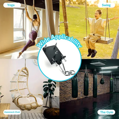 Vista 6 de Percha para saco de boxeo pesado, colgador de saco de boxeo de 360°, gancho de montaje para bolsa pesada Rafter, soporte de montaje de saco