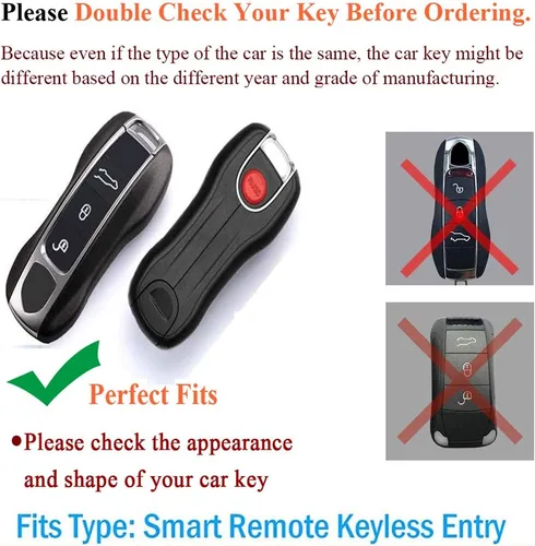 Vista 2 de SANRILY - Funda para llave de 3 botones para Porsche Cayenne 911 Cayenne Coupe Panamera 2020 sin llave con mando a distancia de protección completa