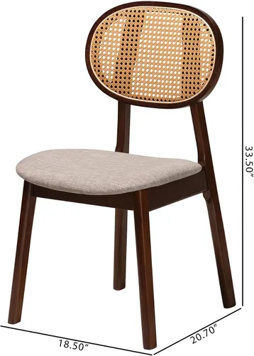 Vista 3 de Baxton Studio Darrion Mid-Century - Juego de sillas de comedor de 2 piezas de tela gris y madera con acabado marrón nogal
