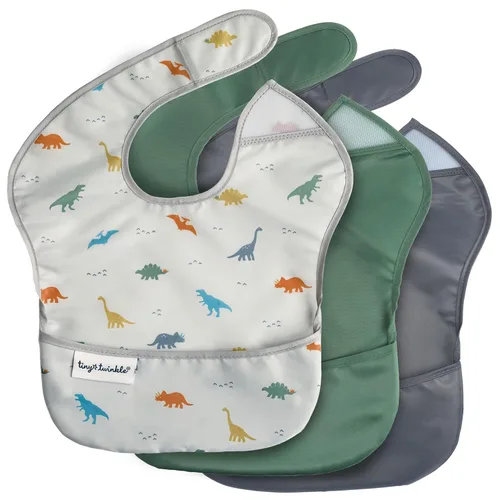 Vista 7 de Tiny Twinkle Baberos Antiderrame para Comer para Bebé Baberos Impermeables y Limpiables para Niños Pequeños con Bolsillo de Recolección Baberos