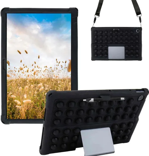 Vista 13 de Funda de silicona para tablet con soporte, correa para el hombro, lápiz capacitivo, funda suave compatible con Lenovo Tab One/K9 de 8.7 pulgadas