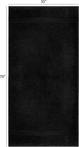 Vista 2 de Cotton Craft colección juego de 2 piezas ultra suaves, tamaño grande, 100% algodón, toalla de baño Oversized 35x70 inches Black Bath Sheet Towel