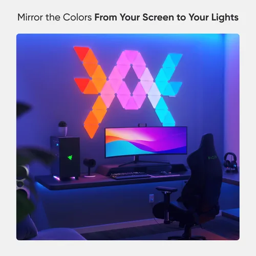 Vista 5 de Nanoleaf Formas – Luces de pared LED triangulares, paneles de luz de pared inteligentes RGBW con 16M+ color, paquete de 13