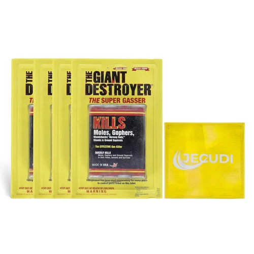 Vista 7 de Bomba de Humo Fumigante Giant Destroyer – para Roedores y para Tuzas, Topos, Marmotas y Ratas – Paquete Individual (4 Tubos) + Toalla Jecudi