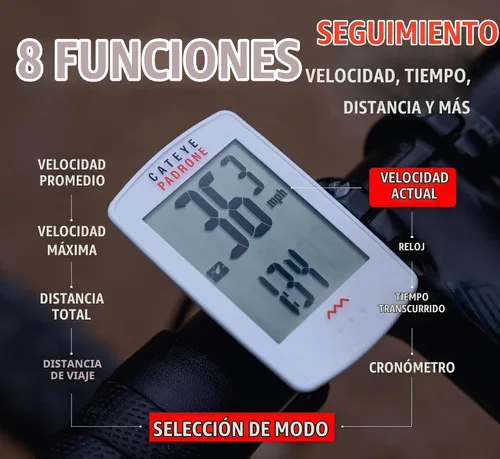 Vista 4 de CATEYE Computadora Inalámbrica para Bicicleta Padrone – Ciclocomputadora con Pantalla de Gran Tamaño, Velocímetro y Odómetro Inalámbricos, Montaje