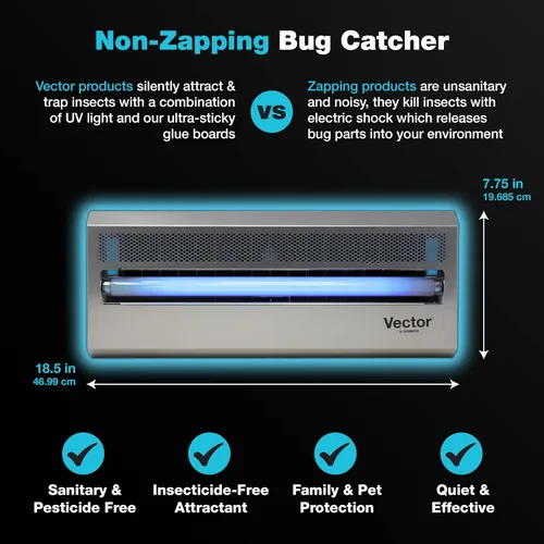 Vista 3 de Catchmaster Vector 15 Silver, trampas de luz UV para interiores para el hogar, trampas de mosquitos para el interior de la casa, lámpara UV