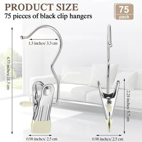 Vista 2 de Yinder Ganchos Colgadores para Botas Clips Ganchos de Lavandería Colgantes de Acero Inoxidable Pinzas para Ropa Colgadores Portátiles para Armario
