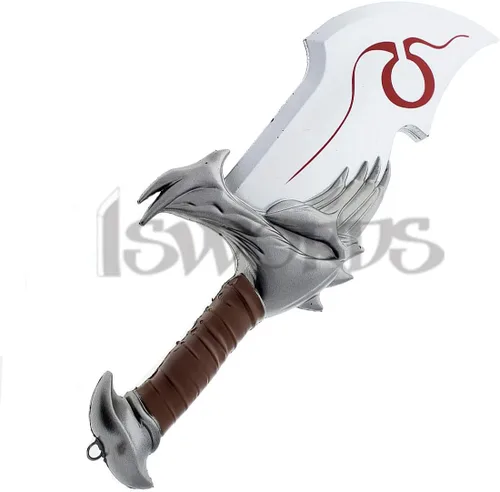 Vista 2 de Dios de la guerra Kratos Blades of Chaos Foam 11 Escala Props Réplica. Plata, plateado