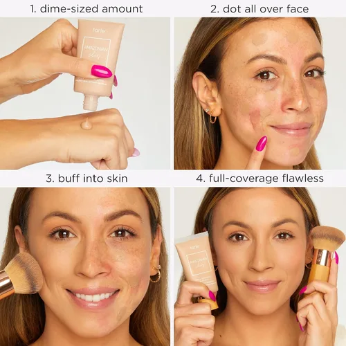 Vista 4 de Base de cobertura total Amazonian Clay con 12 horas de duración y SPF 15, marca Tarte, sin caja